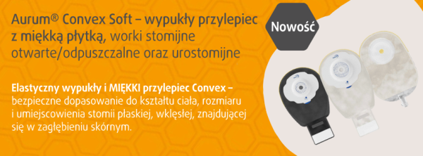 NOWOŚĆ NA POLSKIM RYNKU: Aurum Plus® Convex Soft - worek stomijny jednoczęściowy z miodem Manuka, odpuszczalny z miękką płytką typu Convex
